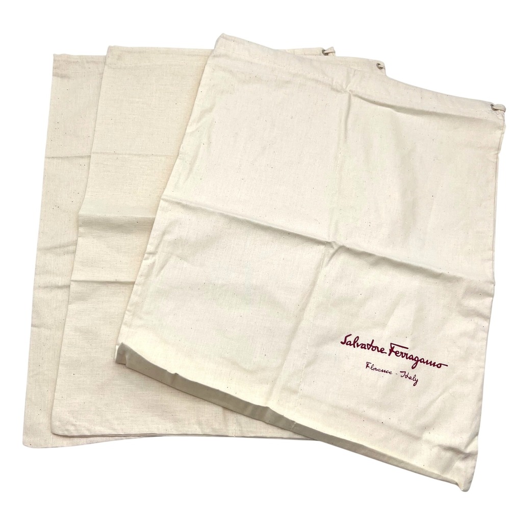 Salvatore Ferragamo Set of 3 Cotton Dust Bag Red Logo 15x12 Storage Accessory